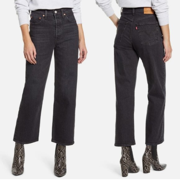 Levi's Ribcage Straight Ankle Jeans Feeling Cagey Black - Picture 3 of 10